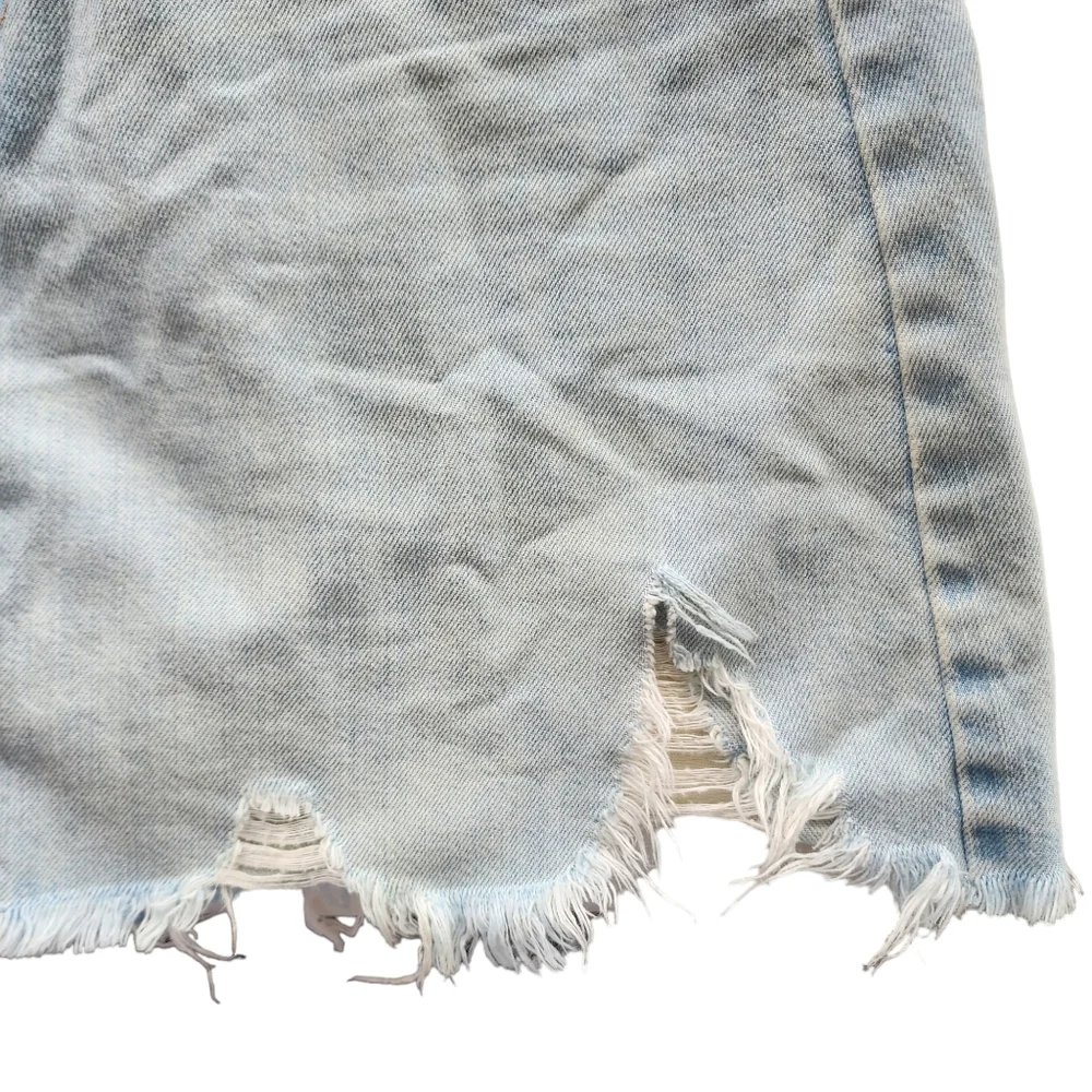 Nobody Denim skirt mini Piper distressed faded light blue size 12 - Picture 2 of 6
